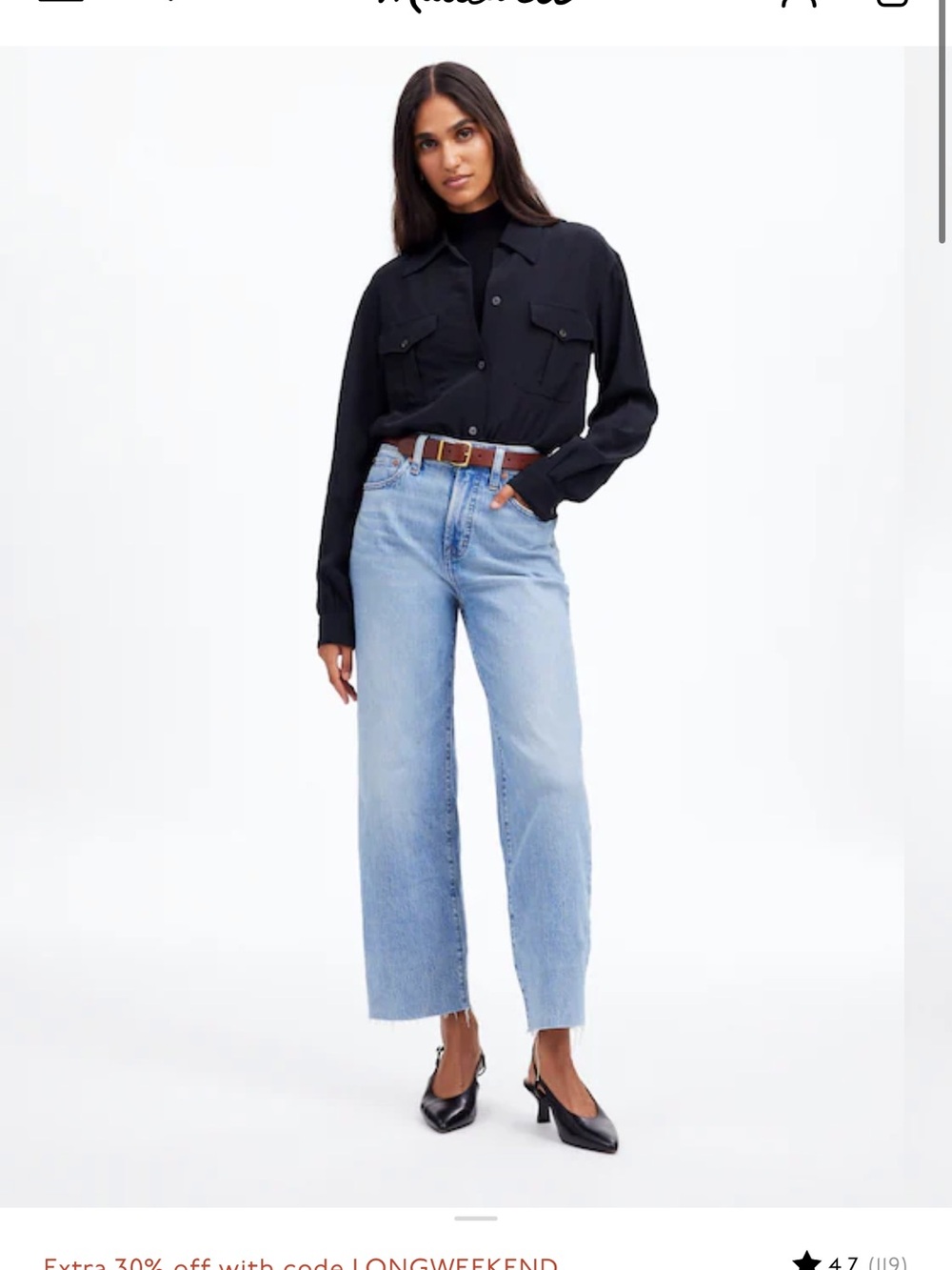 Madewell The Perfect Vintage Wide-Leg Crop Jean size 25